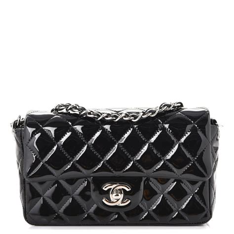 chanel black patent mini|CHANEL Patent Quilted Mini Rectangular Flap Black.